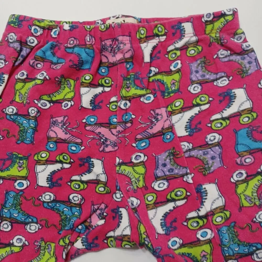 Hatley Girls 6 Sleep Shorts Pink Colorful Roller Skates‎ Elastic Pull On Waist